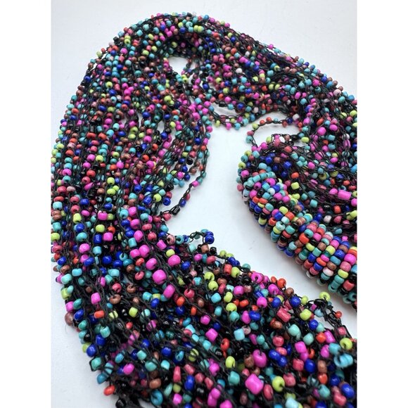 Artisanal Womens Multistrand Multicolor Long Necklace Beads Handmade - Picture 7 of 8